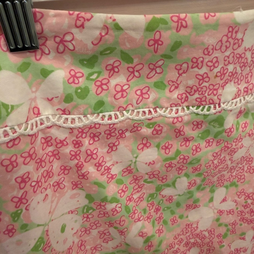 Lilly Pulitzer Pink & Green Floral Cotton Mini Skirt - Picture 2 of 4